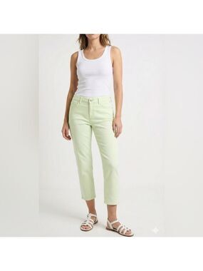 CHICO’S ‘SO SLIMMING’ Crop Pale Green 5 Pocket Gabardine Trousers Sz 12 / L